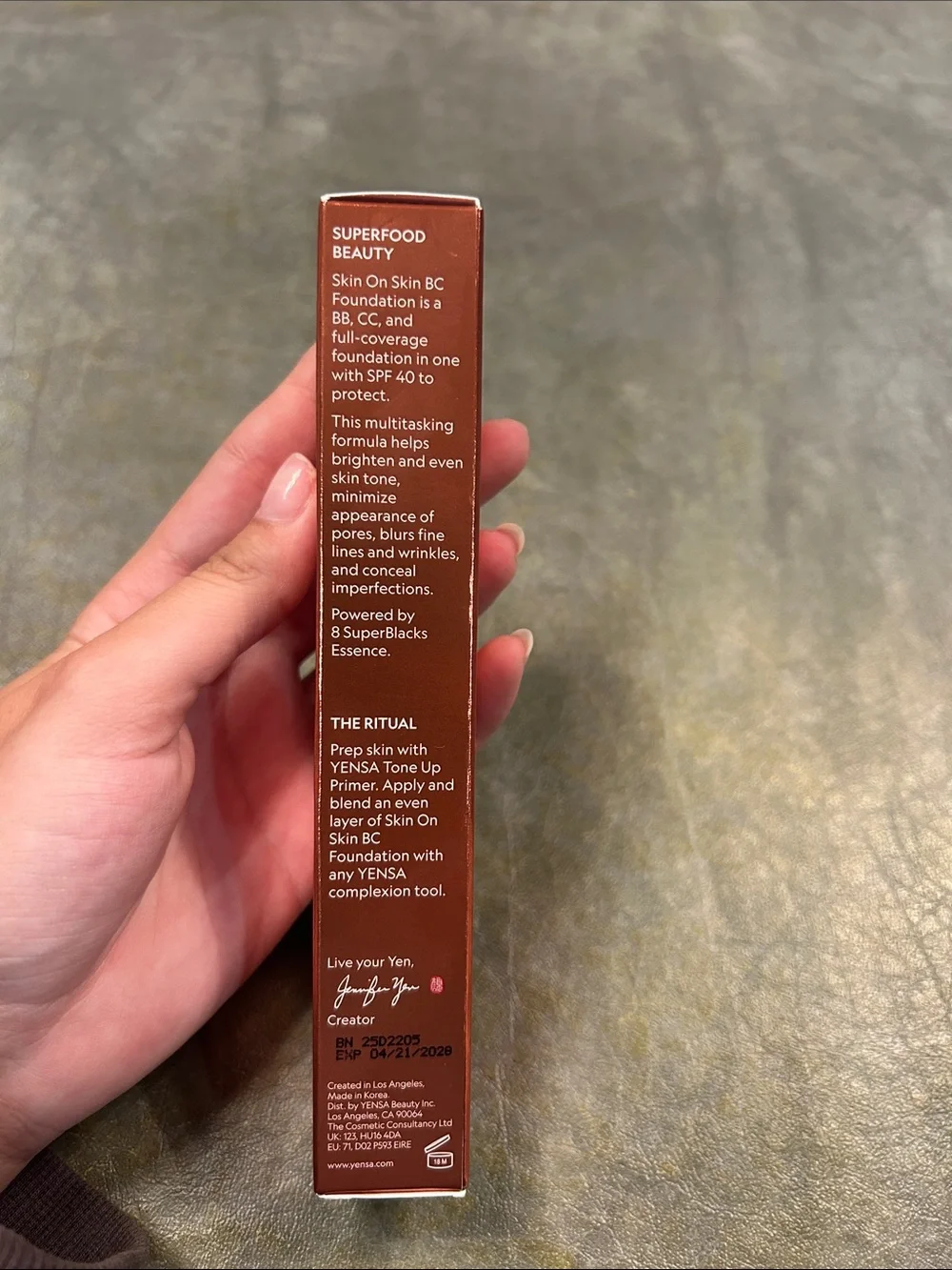 Yensa Skin on Skin BC Foundation COVERAGE HYALURONIC FOUNDATION SPF 40